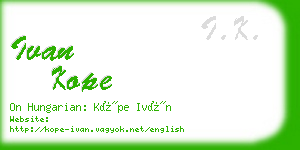 ivan kope business card